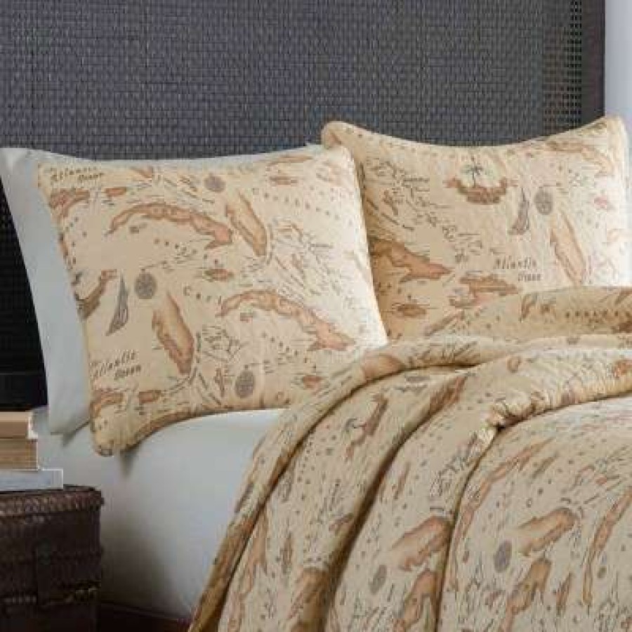 Quilt Bedding Sets * | Wholesale Bahama Map Quilt & Sham Set Tommy Bahama Beige