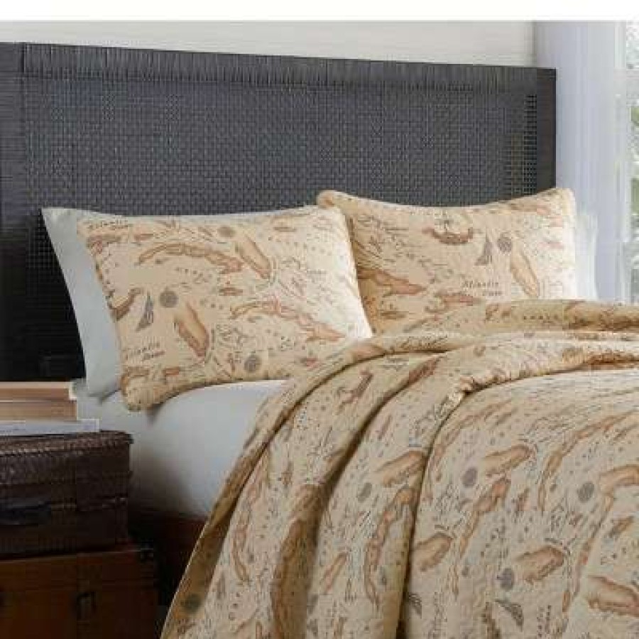 Quilt Bedding Sets * | Wholesale Bahama Map Quilt & Sham Set Tommy Bahama Beige