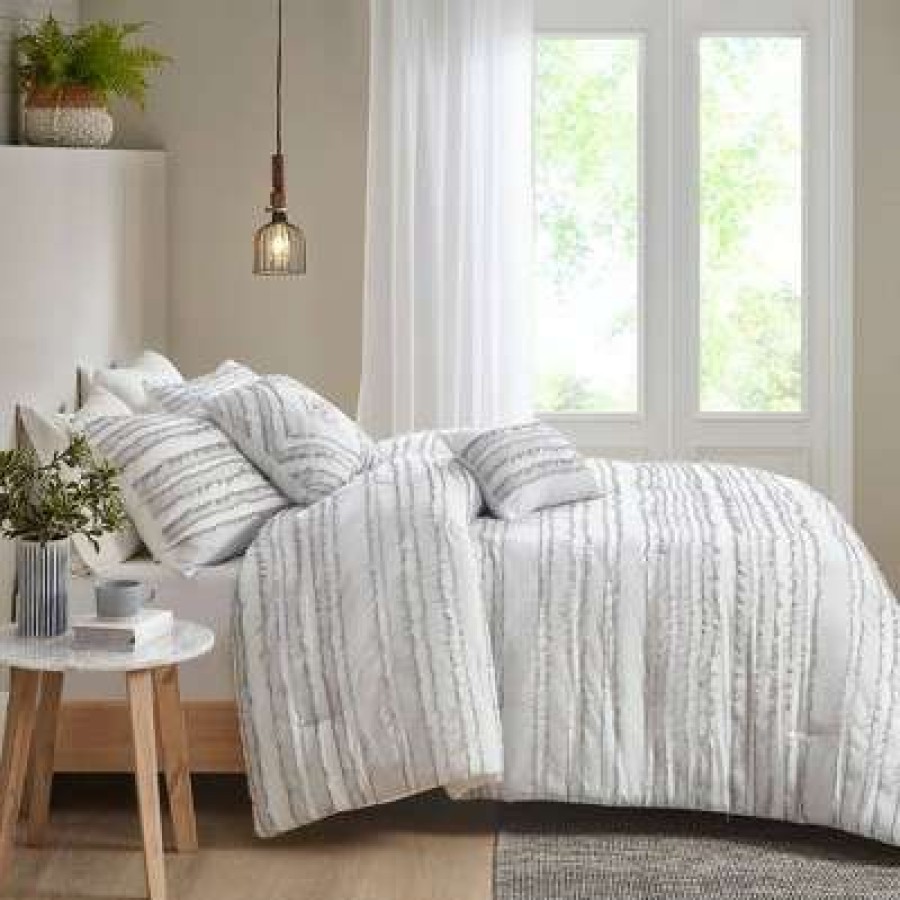 Comforter Bedding Sets * | Deals Urban Habitat Jordan Cotton Clip Jacquard 5Pc Comforter Set Gray