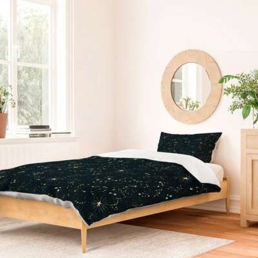 Duvet Cover Bedding Sets * | Best Deal Joy Laforme Constellations 100% Cotton Duvet Set Deny Designs Navy