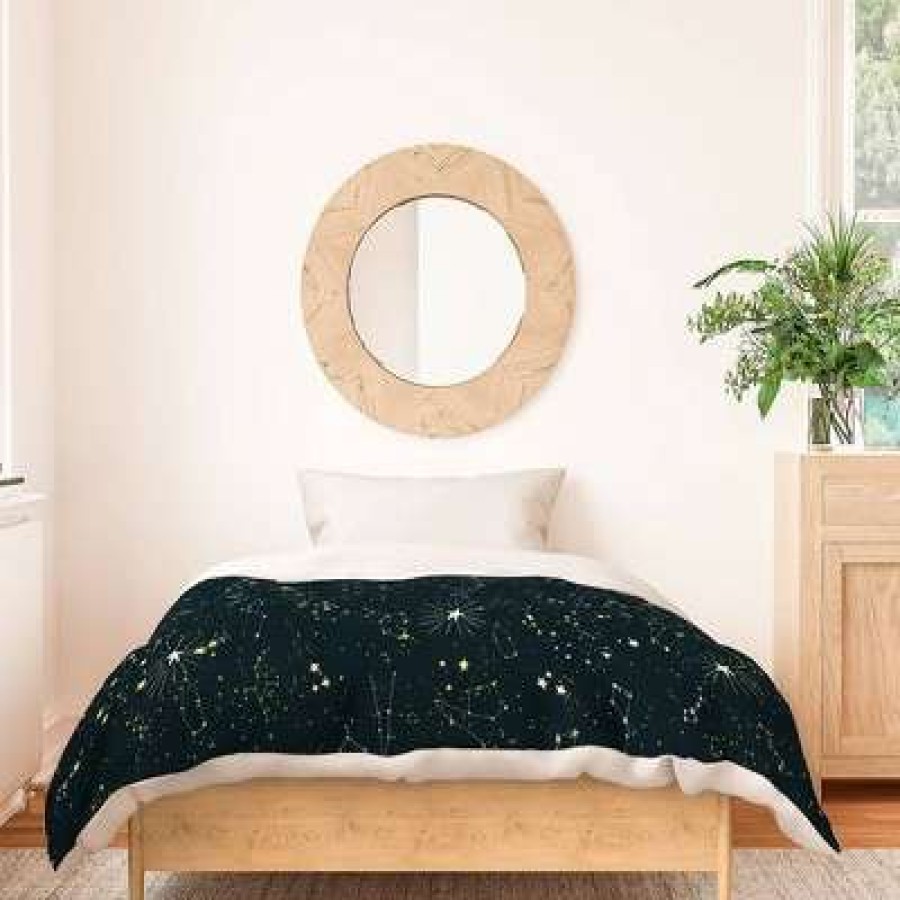 Duvet Cover Bedding Sets * | Best Deal Joy Laforme Constellations 100% Cotton Duvet Set Deny Designs Navy