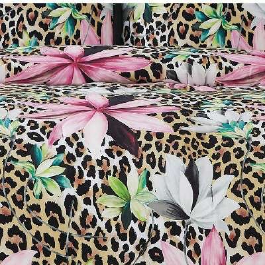 Duvet Cover Bedding Sets * | Best Deal Christian Siriano 3Pc Tahiti Floral Duvet Cover Set Brown/Pink