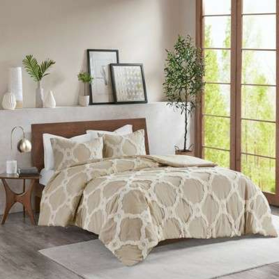 Duvet Cover Bedding Sets * | Outlet Madison Park 3Pc Leena Cotton Geometric Duvet Cover Set