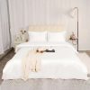 Duvet Cover Bedding Sets * | Best Pirce 3 Pcs Polyester Satin Silk Solid Bedding Sets King Cream White Piccocasa