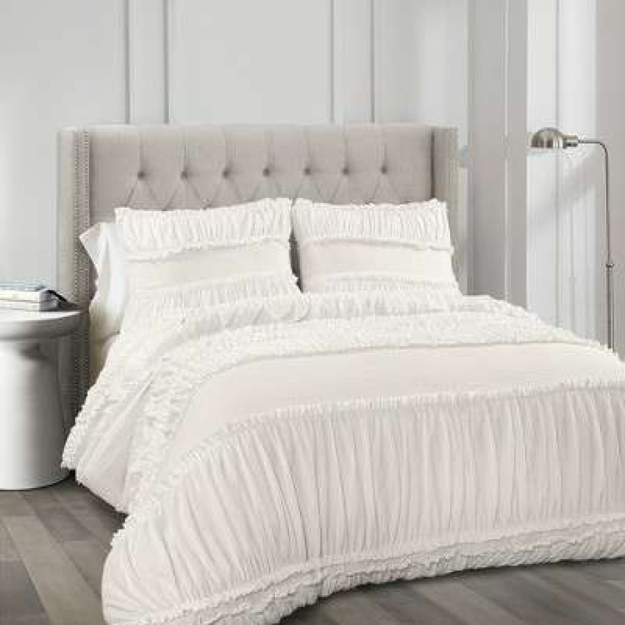 Quilt Bedding Sets * | Wholesale Lush Decor White Nova Ruffle Comforter Set Lush Decor