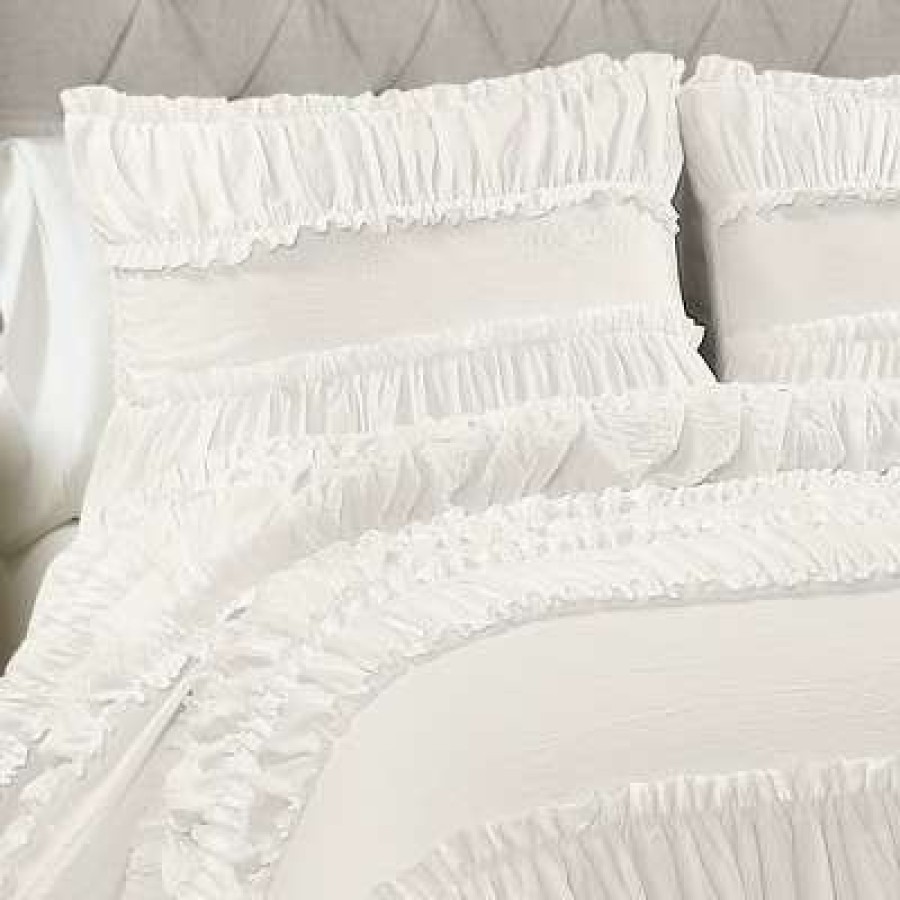 Quilt Bedding Sets * | Wholesale Lush Decor White Nova Ruffle Comforter Set Lush Decor