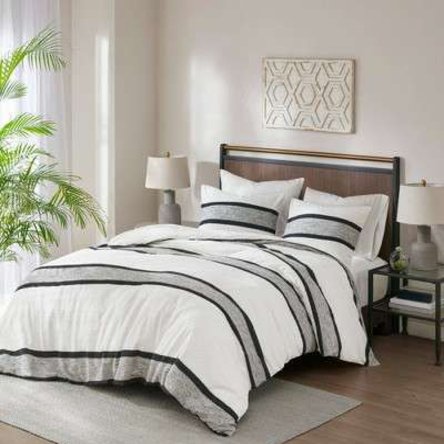 Duvet Cover Bedding Sets * | Best Pirce Ink+Ivy Cole Cotton Jacquard Duvet Cover Set Black/White