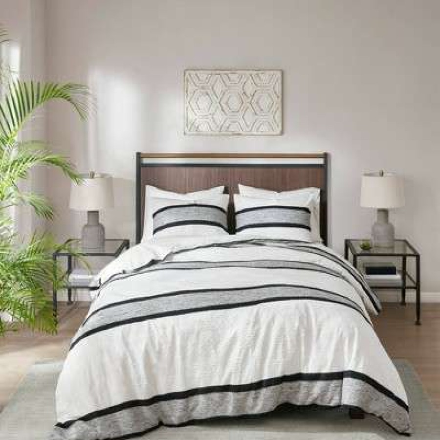 Duvet Cover Bedding Sets * | Best Pirce Ink+Ivy Cole Cotton Jacquard Duvet Cover Set Black/White