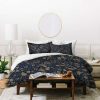 Duvet Cover Bedding Sets * | Deals Navy Floral Iveta Abolina Crystalline Water Duvet Cover Deny Designs