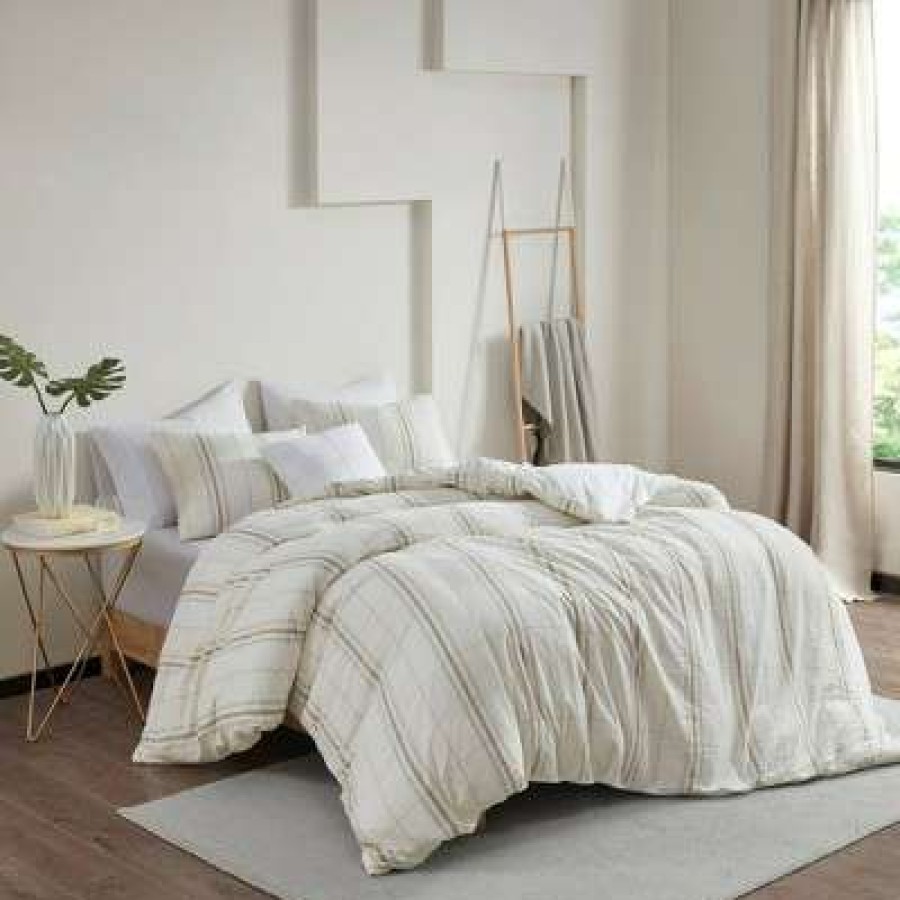 Comforter Bedding Sets * | Coupon Camden Organic Cotton Yarn Dyed Oversized Comforter Cover Set- Clean Spaces Taupe