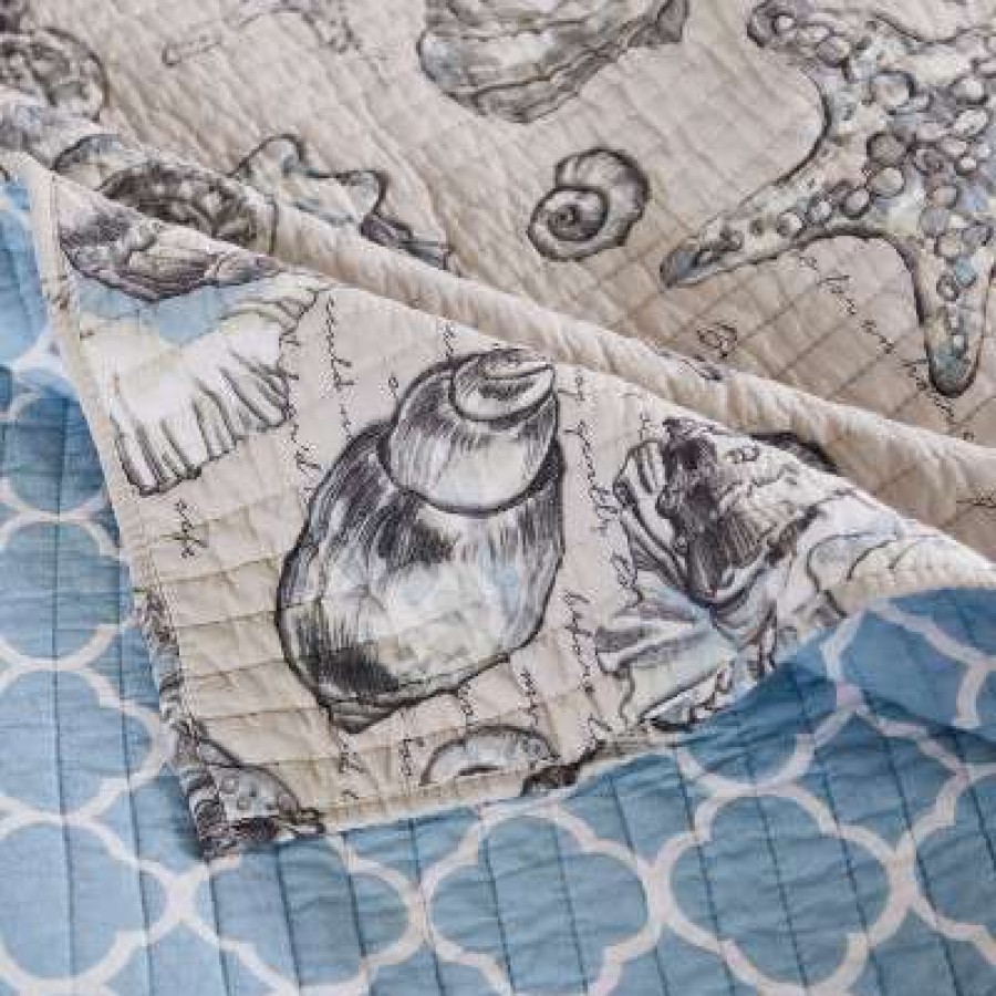 Quilt Bedding Sets * | Deals Montego Quilt & Sham Set Aqua Blue Greenland Home Fashions