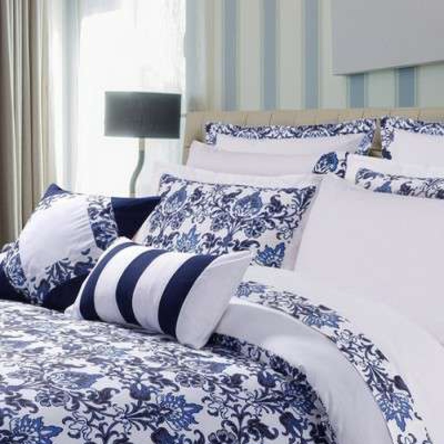 Duvet Cover Bedding Sets * | New Catalina 300Tc Cotton Percale Printed Oversize Duvet Set 5Pc Tribeca Living