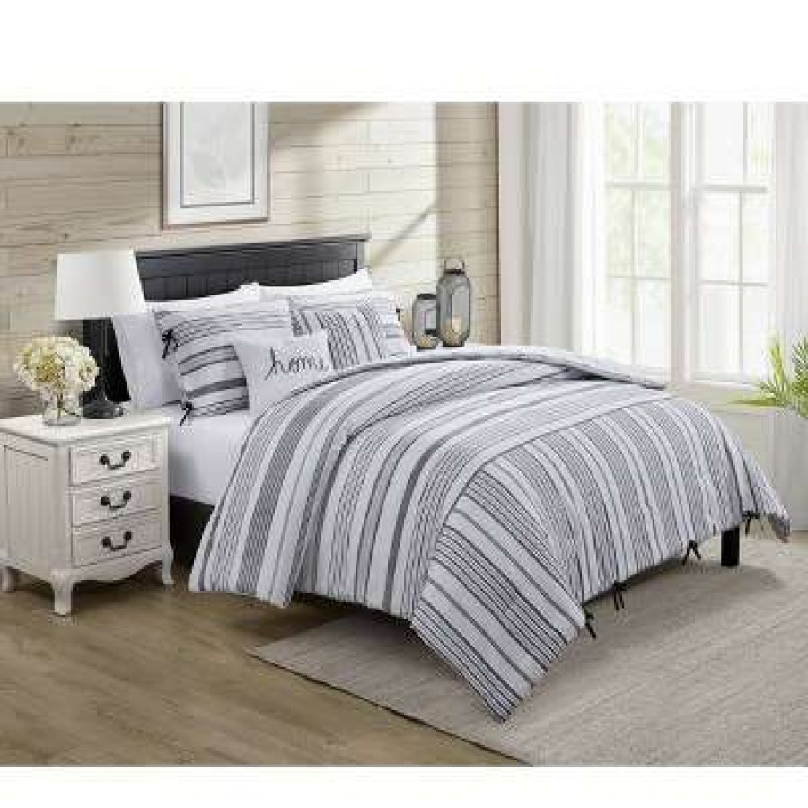 Comforter Bedding Sets * | New Farmhouse Princeton Comforter Set Vcny White/Gray