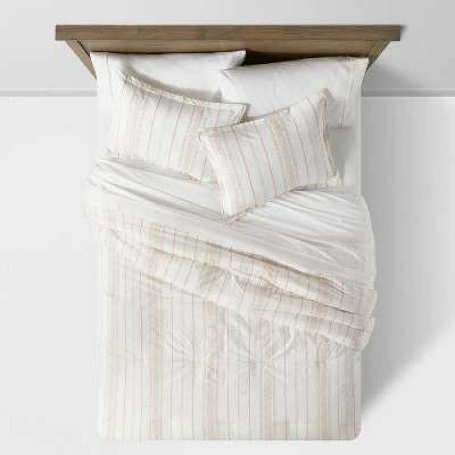 Comforter Bedding Sets * | Buy Reversible Family-Friendly Comforter & Sham Set Threshold Warm Stripe