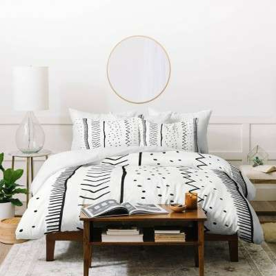 Duvet Cover Bedding Sets * | Top 10 Becky Bailey Moroccan Stripe Duvet Set Deny Designs Black/White