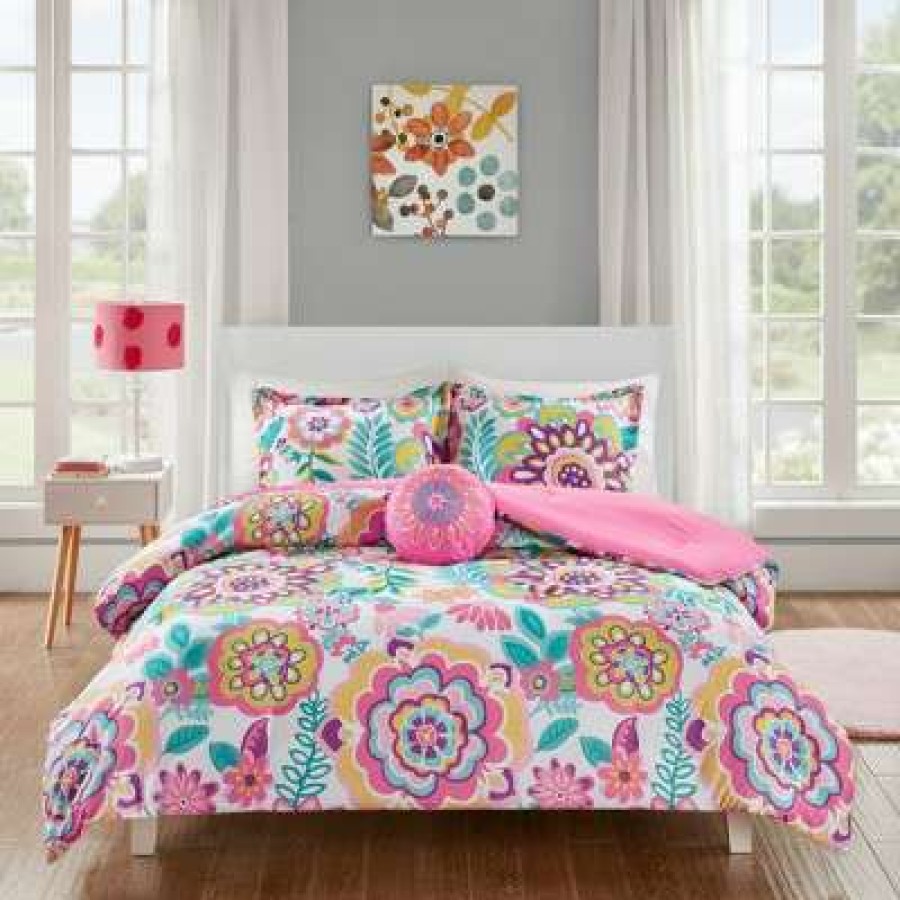 Comforter Bedding Sets * | Best Deal Mi Zone Pink Cora Floral Comforter Set