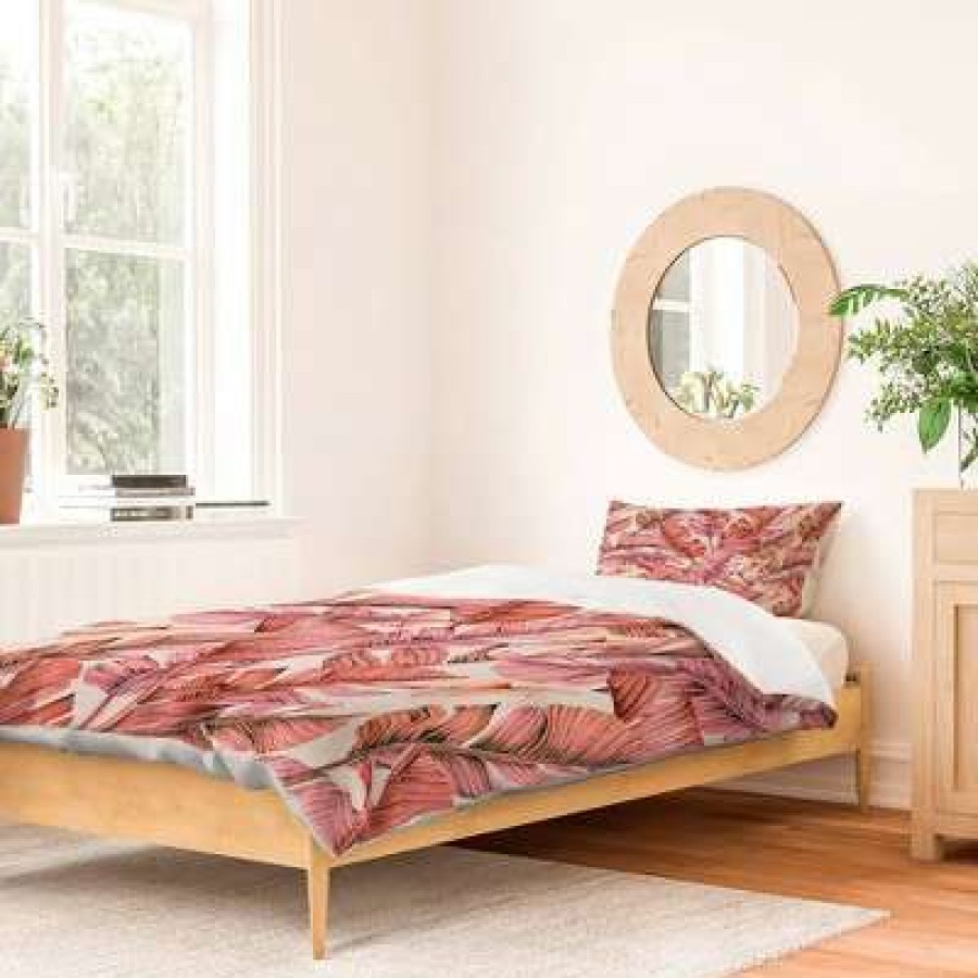 Duvet Cover Bedding Sets * | Hot Sale Marta Barragan Camarasa Jungle Paradise Duvet Set Deny Designs Pink