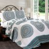 Quilt Bedding Sets * | Discount Lush Decor King Shaila Medallion Quilt Set Blue Lush Decor