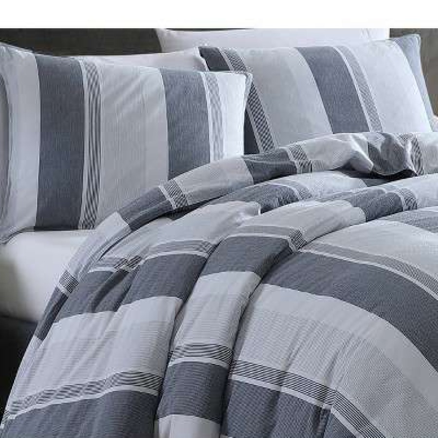 Bedspread Bedding Sets * | Deals 3Pc Vara Comforter Set Gray Riverbrook Home