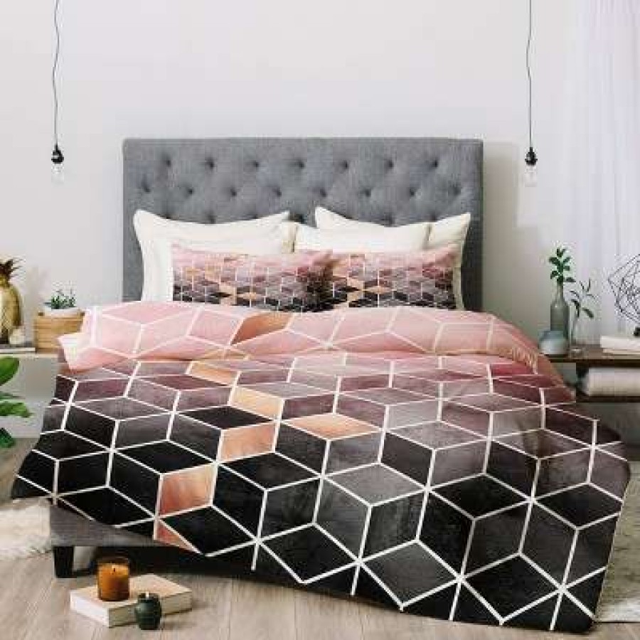 Comforter Bedding Sets * | Coupon Elisabeth Fredriksson Gradient Cubes Comforter Set Deny Designs Pink