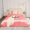 Duvet Cover Bedding Sets * | Brand New 2 Pcs Satin Silk Solid Bedding Sets Twin Pink Piccocasa