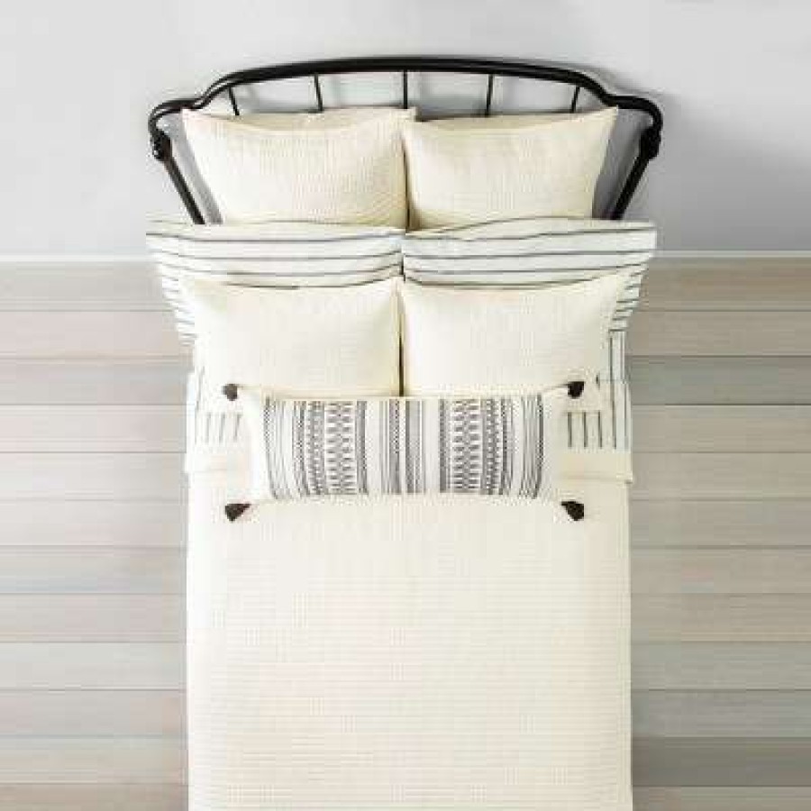 Bedding Collections * | Discount Hearth & Hand With Magnolia Standard Cream Quilt And Sham Set Hearth & Hand With Magnolia