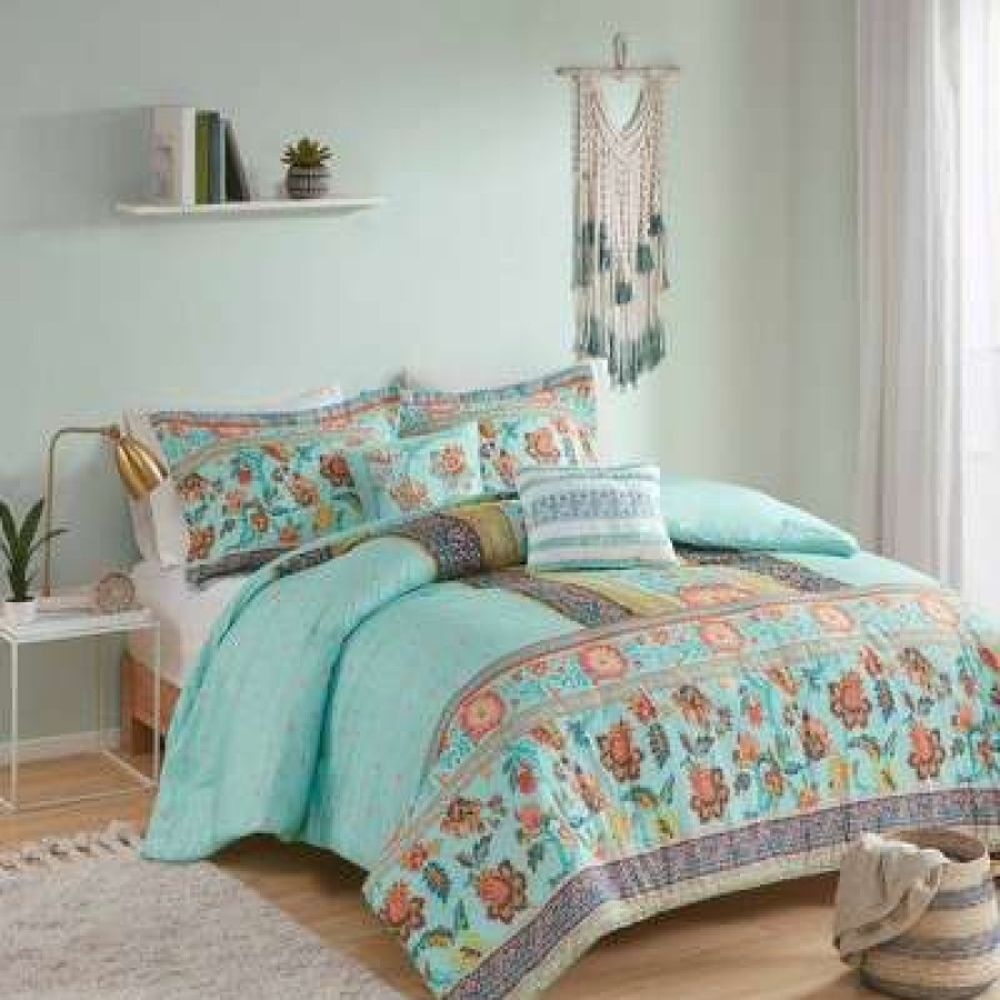 Duvet Cover Bedding Sets * | Deals Valerie Boho Printed Duvet Set Aqua