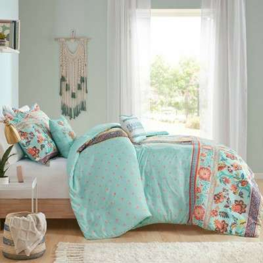 Duvet Cover Bedding Sets * | Deals Valerie Boho Printed Duvet Set Aqua