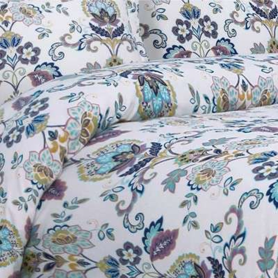 Duvet Cover Bedding Sets * | Top 10 3Pc Abstract Paisley Cotton Flannel Printed Oversized Duvet Set Tribeca Living Multicolored