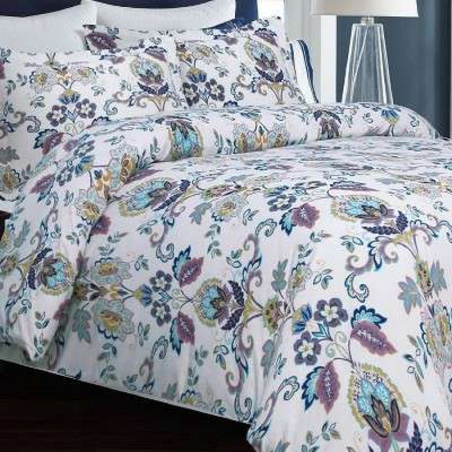 Duvet Cover Bedding Sets * | Top 10 3Pc Abstract Paisley Cotton Flannel Printed Oversized Duvet Set Tribeca Living Multicolored