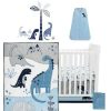 Quilt Bedding Sets * | New Lambs & Ivy Baby Dino Blue/White Dinosaur Nursery 6-Piece Crib Bedding Set