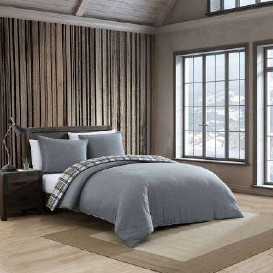 Duvet Cover Bedding Sets * | Outlet Eddie Bauer Richmond Microfiber Duvet Cover & Sham Set Gray