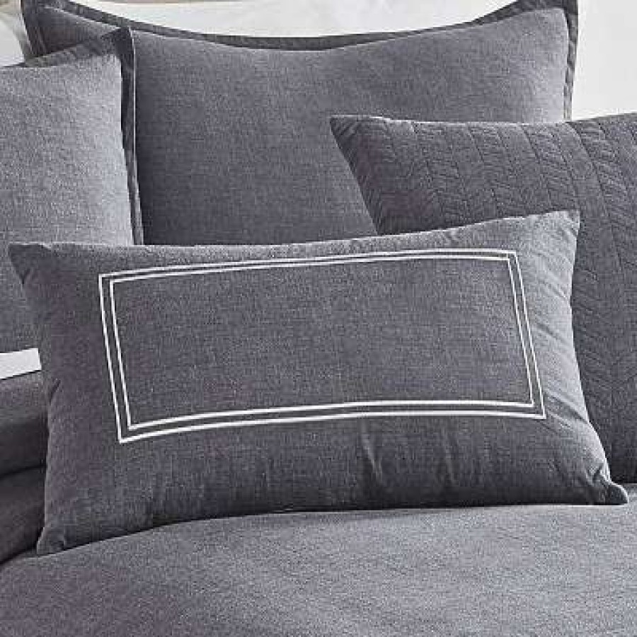 Comforter Bedding Sets * | Hot Sale Riverbrook Home Crosswoven Comforter & Sham Set Charcoal