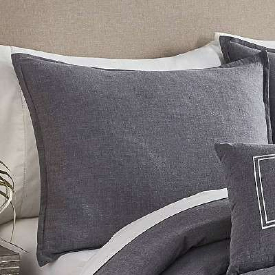 Comforter Bedding Sets * | Hot Sale Riverbrook Home Crosswoven Comforter & Sham Set Charcoal