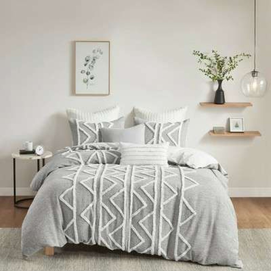 Duvet Cover Bedding Sets * | Top 10 Ink+Ivy Hayes Chenille Cotton Duvet Set Gray