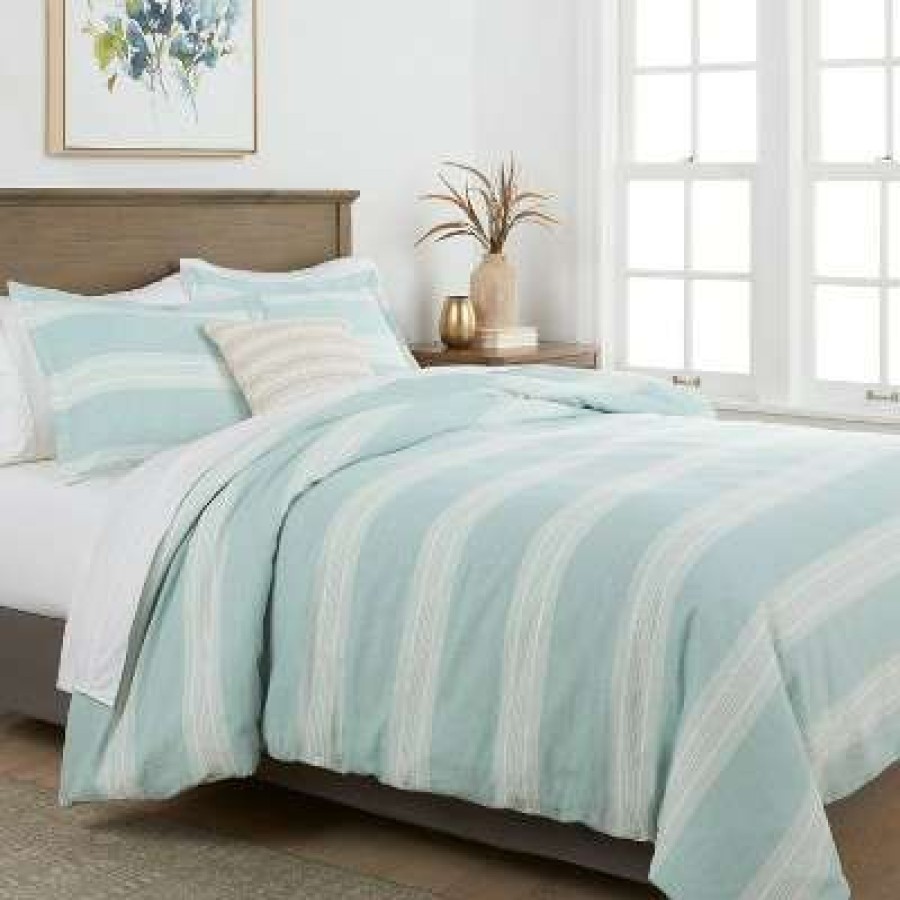 Duvet Cover Bedding Sets * | Best Deal Chambray Yarn Dye Stripe Duvet & Sham Set Threshold