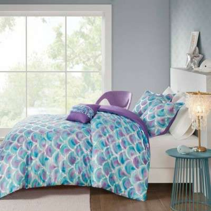 Duvet Cover Bedding Sets * | Best Deal Mi Zone Daphne Metallic Printed Reversible Duvet Cover Set /Purple