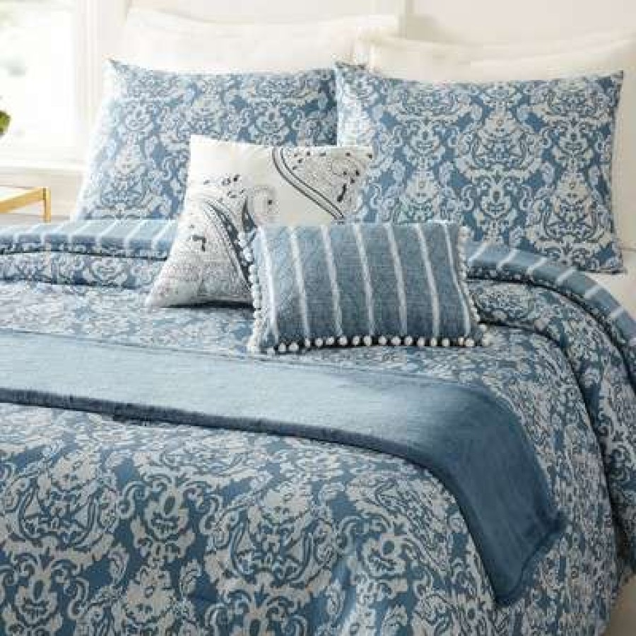 Comforter Bedding Sets * | Top 10 Tonal Damask Comforter Set Jessica Simpson Teal