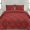 Duvet Cover Bedding Sets * | Top 10 Sweet Home Collections Sweet Home Collection | 3 Piece Duvet Cover Pinch Pleat Pintuck Design With Zipper Closure And Shams, Queen, Burgundy