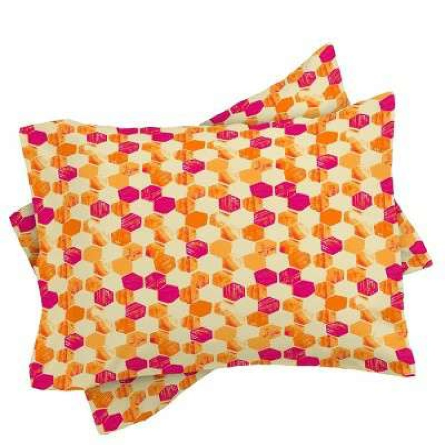 Duvet Cover Bedding Sets * | Flash Sale Pattern State Hex Duvet Set Deny Designs Orange