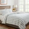 Comforter Bedding Sets * | Outlet Cotton Yarn-Dyed Stripe Comforter & Sham Set White/Blue/Navy Threshold