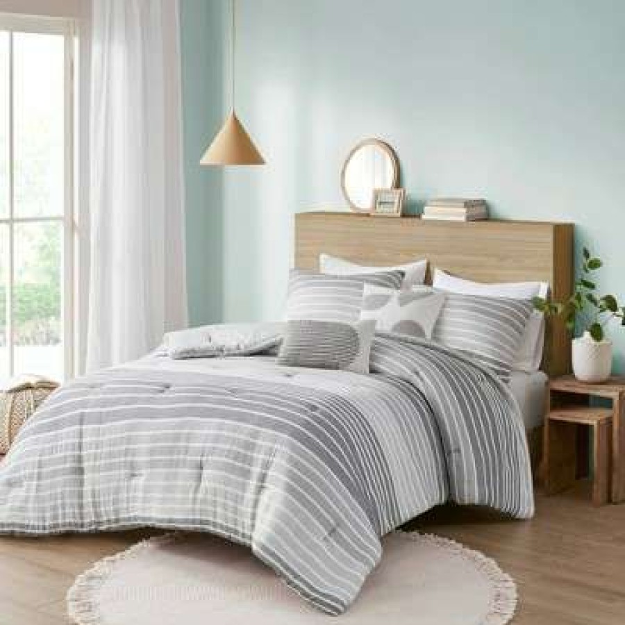 Comforter Bedding Sets * | Brand New Urban Habitat Evan Woven Stripe Cotton Gauze Comforter Set