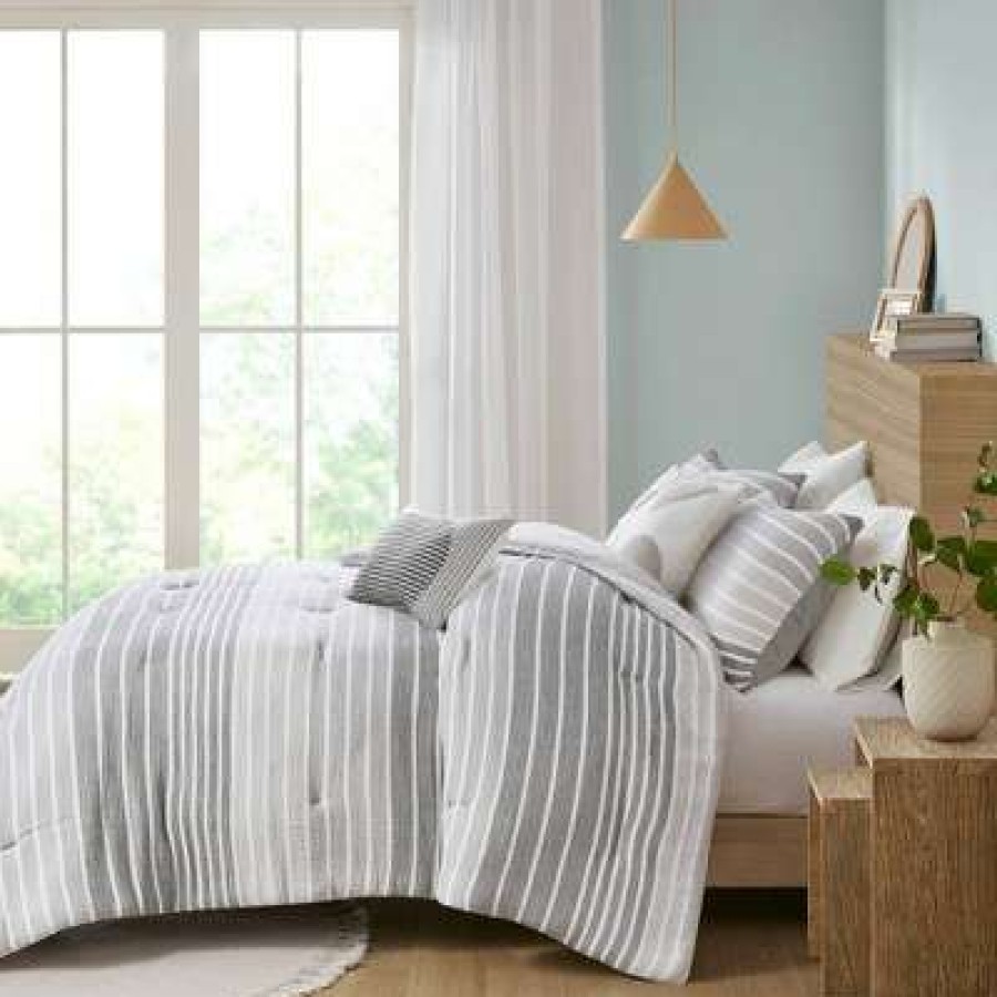 Comforter Bedding Sets * | Brand New Urban Habitat Evan Woven Stripe Cotton Gauze Comforter Set