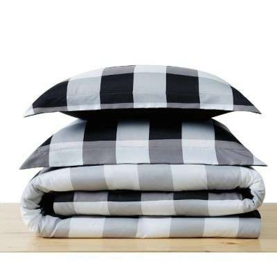 Duvet Cover Bedding Sets * | Deals Truly Soft Everyday Buffalo Plaid Duvet Cover Set Black