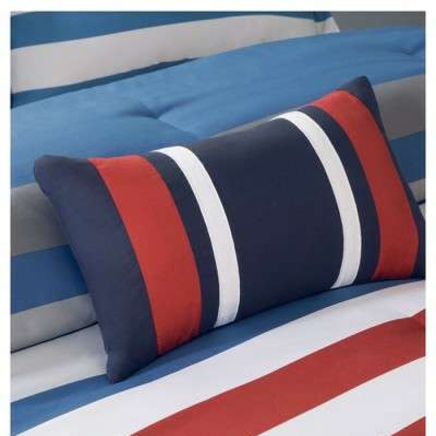 Comforter Bedding Sets * | Best Reviews Of Mi Zone Justin Striped Comforter Set Red&Blue