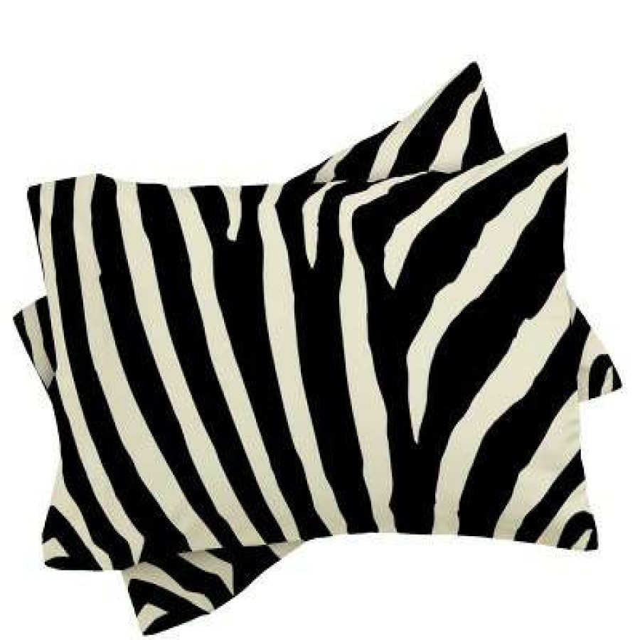 Duvet Cover Bedding Sets * | New Deny Designs Natalie Baca Zebra Stripes Duvet Set Black/White