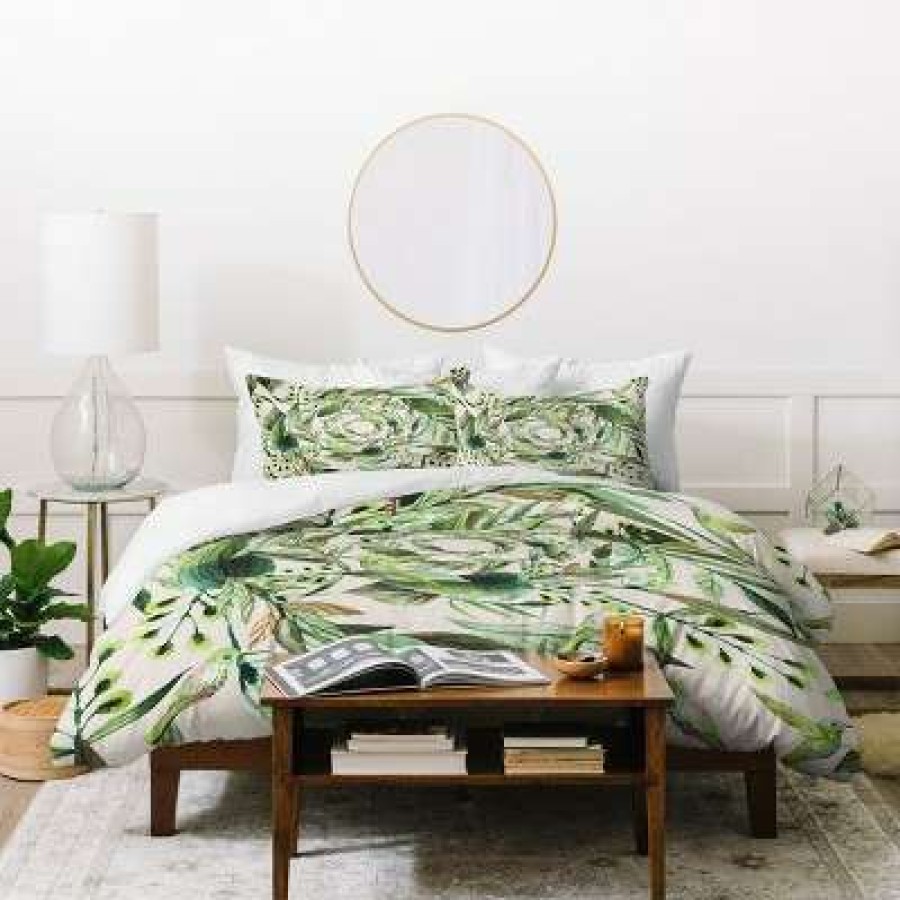 Duvet Cover Bedding Sets * | Buy Marta Barragan Camarasa Nature In Circles With Leaves Duvet Set Deny Designs