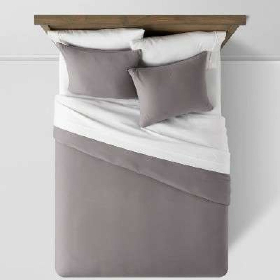 Duvet Cover Bedding Sets * | Promo Washed Cotton Sateen Duvet & Sham Set Threshold Cognac