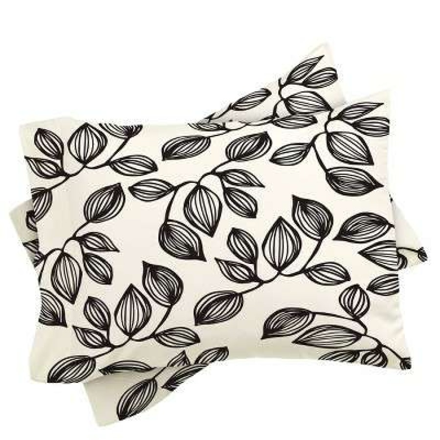 Duvet Cover Bedding Sets * | Cheap Julia Da Rocha The Leaves Duvet Set Deny Designs Black/White