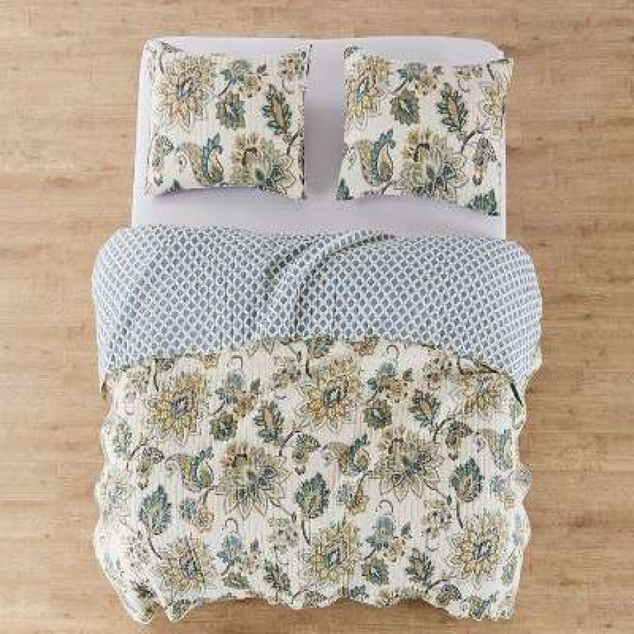 Quilt Bedding Sets * | Budget Palladium Grey Floral Quilt Set Levtex Home